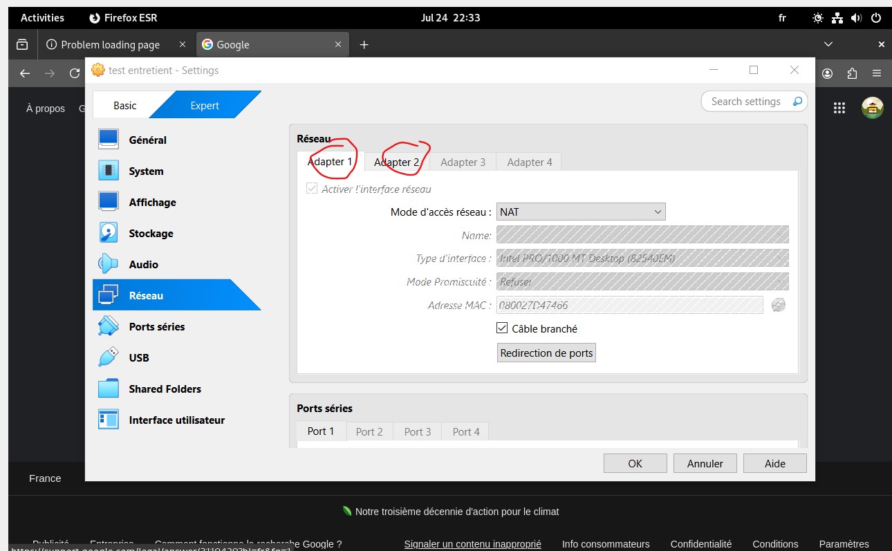 VirtualBox : NAT + réseau interne